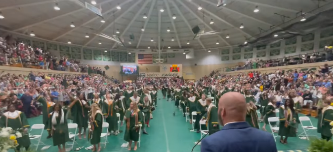 Students celebrating graduation