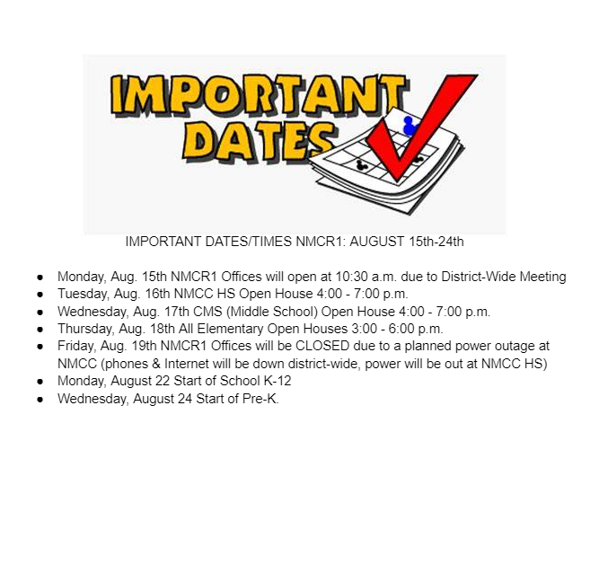 important dates for nmcr1