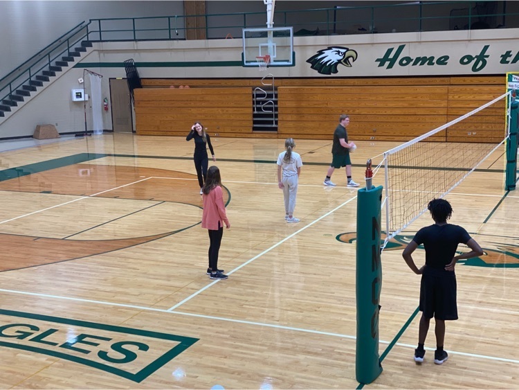 PE enjoying their competitive volleyball competition!