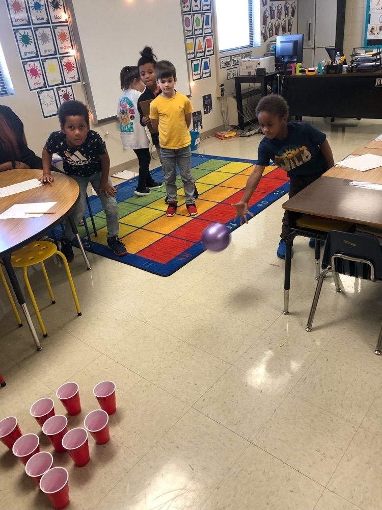Students bowling to make subtraction sentences  